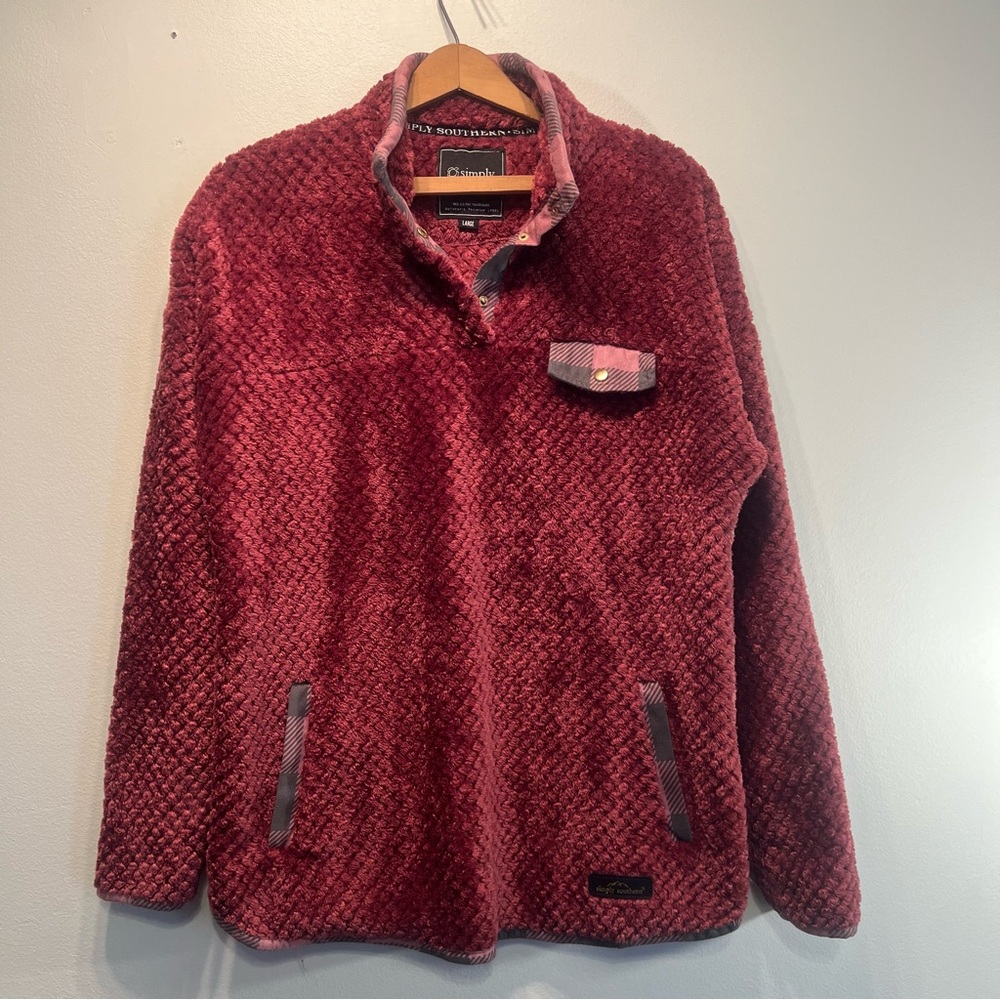 Simply Southern Simply Soft Fleece Pullover Women Large Quarter Snap Comfort